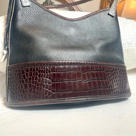Brighton Smooth Leather Shoulder Bag & Wallet set with Croc Trim - Picture 3 of 13